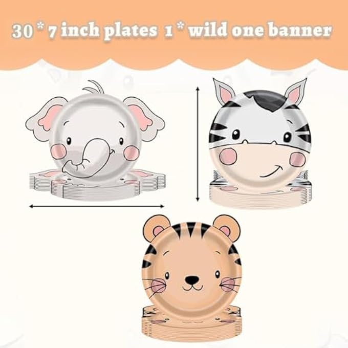 DISPOSABLETABLEWARE SET FOR JUNGLE PARTY DECOR, WITH 4 STYLE 20 ANIMAL PLATES AND CUPS, NAPKINS AND TABLECLOTH FOR 20 GUESTS, JUNGLE THEME PARTY SUPPLIES FOR KIDS BIRTHDAY 142 PCS - Image 5